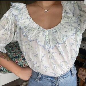 DÔEN SAMARA TOP -- BLANC BLUEBELL BALLAD